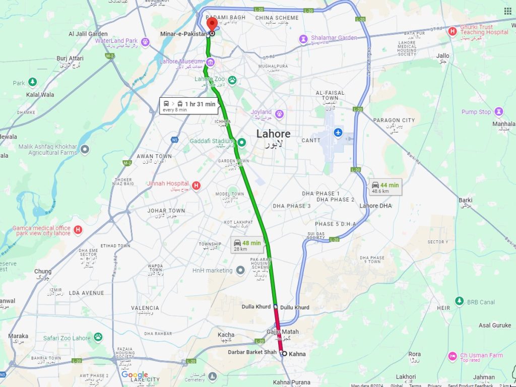 PTI-JALSA-LAHORE-MAP